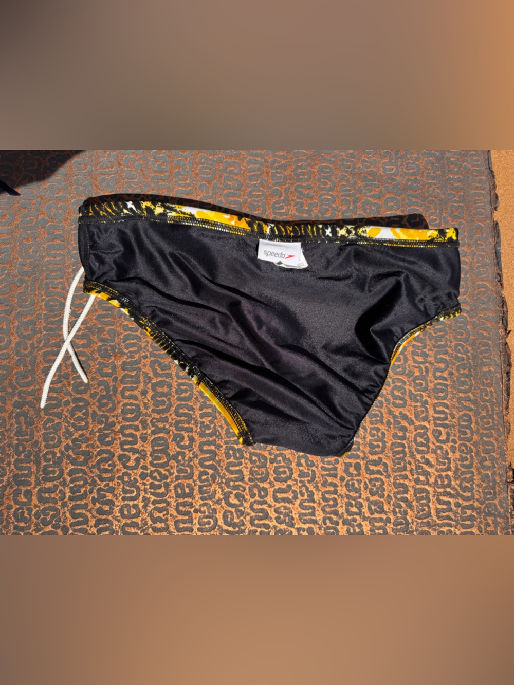 Speedo Yellow, Blue & Black Patterned Swim Briefs  (3) - Picture 3 of 7